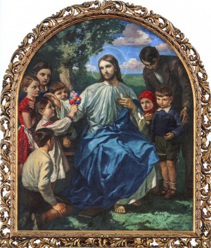 Y. Bokshai. The Christ Is Among The Children, 1935, oil on canvas, 141x116