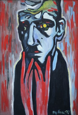 Портрет руками, 1990, орг. о., 85.5х60 
