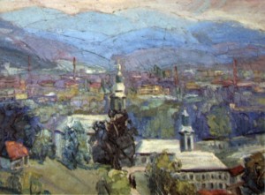 View From The Monastery, 1975, oil on cardboard, 55x65