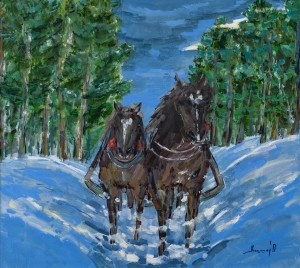 Horses', 2018, oil on canvas, 100x90