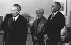 Відкриття виставки у Львівській галереї мистецтв (Зліва направо В. Фіала, М. Колесса, В. Моторний, М. Фіалова), 1976