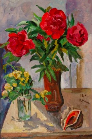 Pionies With A Shell', 1988, 74x52