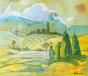 Landscape With Haystacks, 2007, oil on canvas, 70x80