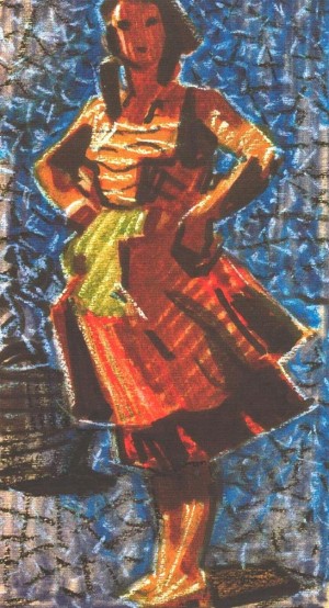 Mariika, 1975, pastel, marker on paper, 24х13,5