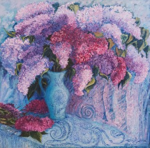 M. Tsyhulova-Odnenko Flowers', oil on canvas, 50x50