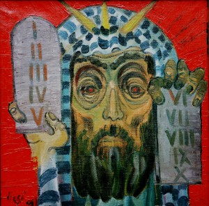 Moses, from the photo archive of Y. Nebesnyk, 1991, oil on canvas, 69x69