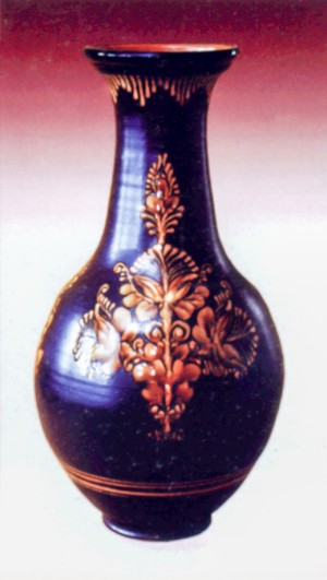 A Vase On The Floor, clay, glaze, painting