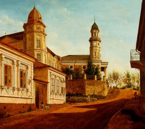 View Of The Cathedral From The Duhnovych Street, 1996, oil on canvas, 97x110