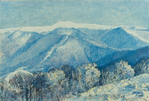 Snowy Carpathians, 1998, tempera on canvas, 100x70