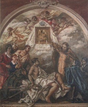 Healing The Patient With A Miraculous Icon, 1942, oil on cardboard, 68x84