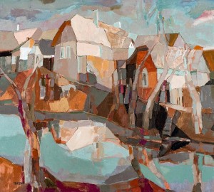 Village Over The Channel, 2008, oil on canvas, 80x90
