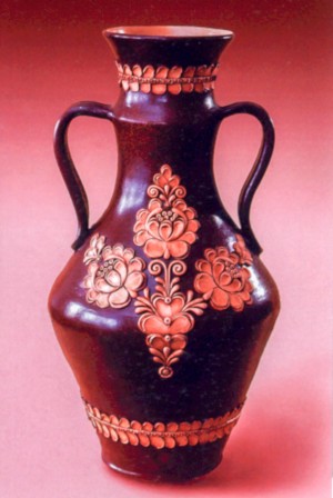 A Vase On The Floor, clay, glaze, painting 