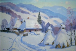 Mountain Village In Winter, oil on canvas, 45х64