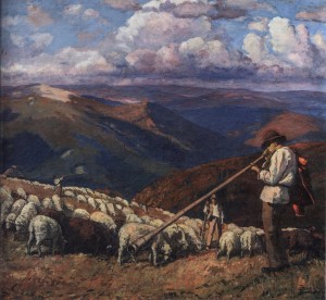 The Collective Farm Of Sheep On Polonyna, 1950, oil on canvas, 149x130