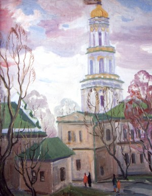 Courtyard In The Kyiv Pechersk Lavra, 1987, oil on canvas, 62x71