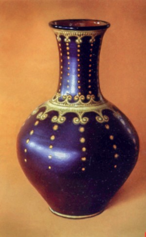 A Vase On The Floor, clay, glaze, painting