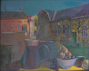 Still Life Against The Background Of The City, 2004, oil on canvas, 60x50