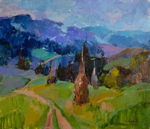 'In Velykyi Bereznyi Village', 2016, oil on canvas, 60x70