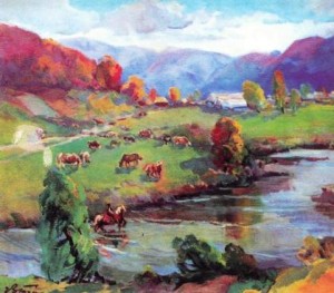 Collective Farm Field, 1985, oil on canvas, 62x72