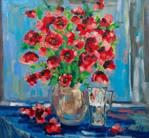 Poppies', 2018, oil on canvas, 69x64