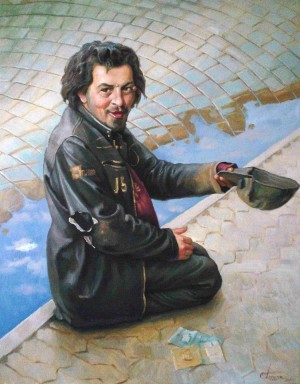  Joyful Beggar, 2010, oil on canvas, 70х55