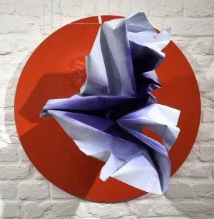 ‘Flower’, from the Genesis series, diameter 75 cm, colored metal on chipboard, 2016