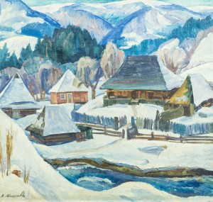 Mountain village in winter