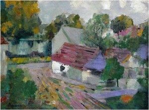 Village Street, the 1980s, oil on canvas, 49x65