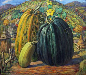 Autumn Walking, 2000, tempera on canvas, 70x80