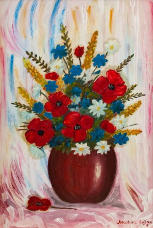 'Wildflowers', 2017, acrylic on fibreboard, oil, 63x43 