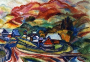 The Red Mountains, 1996, watercolour on paper, 50x70