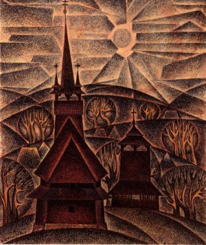 Church In Oleksandrivka Village, 1984, watercolour on paper, gouache, 18,5х15,5