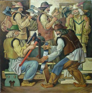 Carpenters, oil on canvas, 87х87