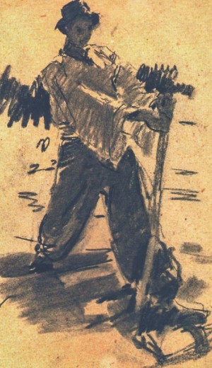 Малюнок до картини Лісоруби, 1952, пап.ол., 21,5х13,5