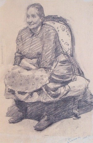 Grandmother, 1954, oil on paper,39,8х28,8
