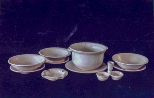 A Table Set, clay, glaze, painting