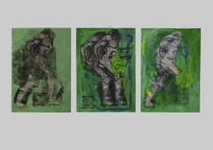 Metal Man, authors technique, linocut (triptych), 60x85