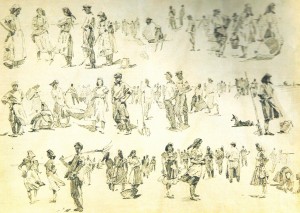 Sketches In The Field, 1957, oil on paper, 40х55