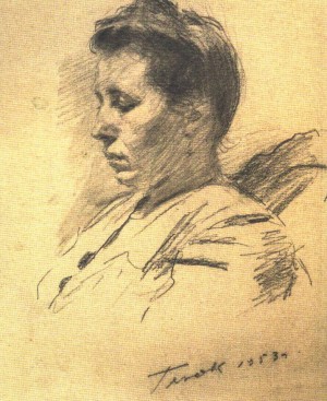 Жінка в профіль, 1953, пап.ол., 26х18,8