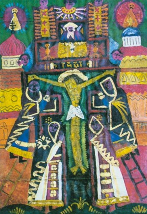 F. Manailo. Crucifix, 1939, tempera on cardboard