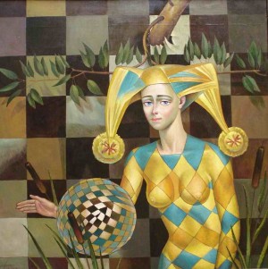 Chess Harlequin, oil on canvas, 87x87