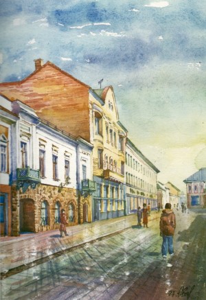 Korzo street 1997 watercolour