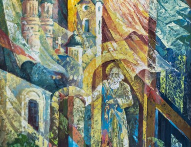 Триптих "Св. Трійця", ліва част "Дорога до храму" 2009, кар.темп., 70х55