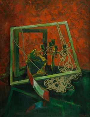 Still Life with a Shell and a Candlestick oil on canvas 1990s 116х89