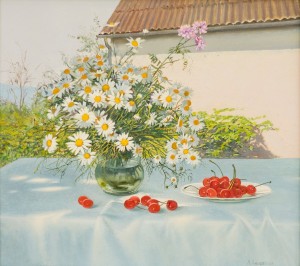 Bouquet Of Wildflowers And Cherries
