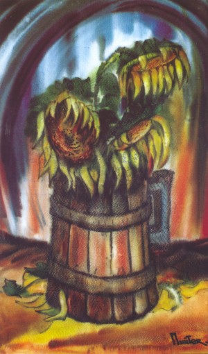 'Dead Sunlit Flowers', 1981, fabriano, watercolour, 70x40