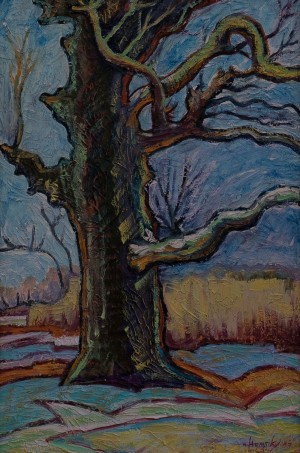 H. Homoki "An Old Tree", 2017, oil on Masonite, 60x40