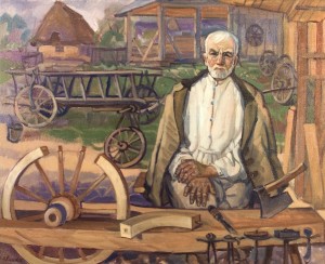 Uncle Vasyl - Wheelman, 1960-2003, oil on canvas, 103x127