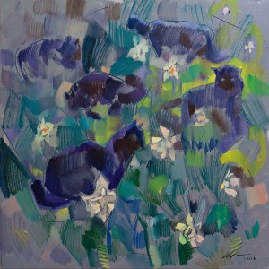 A. Kopryva 'Daffodils', 2013, oil on canvas, 100x100