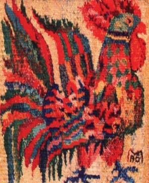Святковий півень. Фрагмент композиції, 1997, ручне ткацтво, льон, вовна